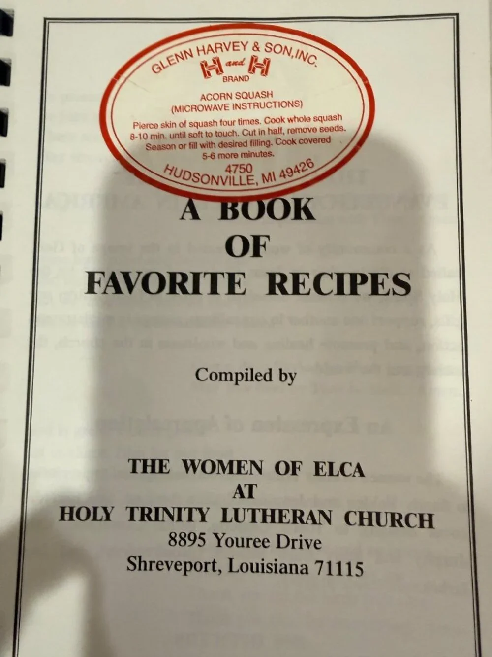 A Taste Of Holy Trinity Spiral-Bound Recipe Book Women Of ELCA Holy Trinity Luth